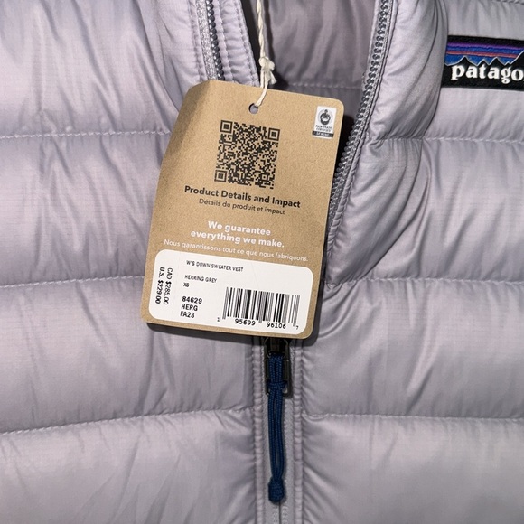 Patagonia vest NEW XS herring grey zip up pockets soft warm goose down - Picture 4 of 7